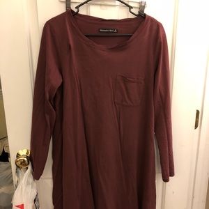 Maroon long sleeve t shirt dress